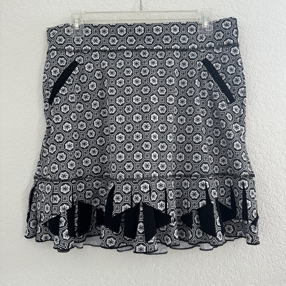 Sofibella Women's‎ Golf Colors 17in Palace Golf Skort Size L Black Geometric